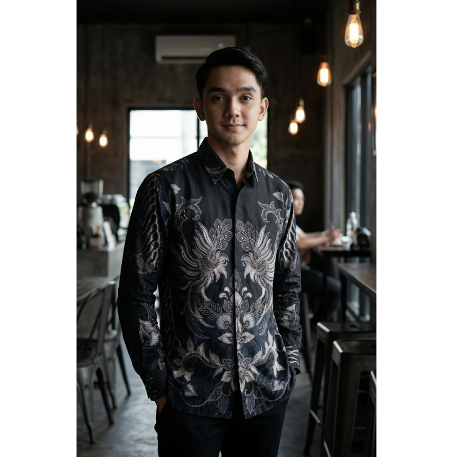 Jual Batik Pria Lengan Panjang BATIK AZMIL HRB026 motif KERATONAN Kode ...