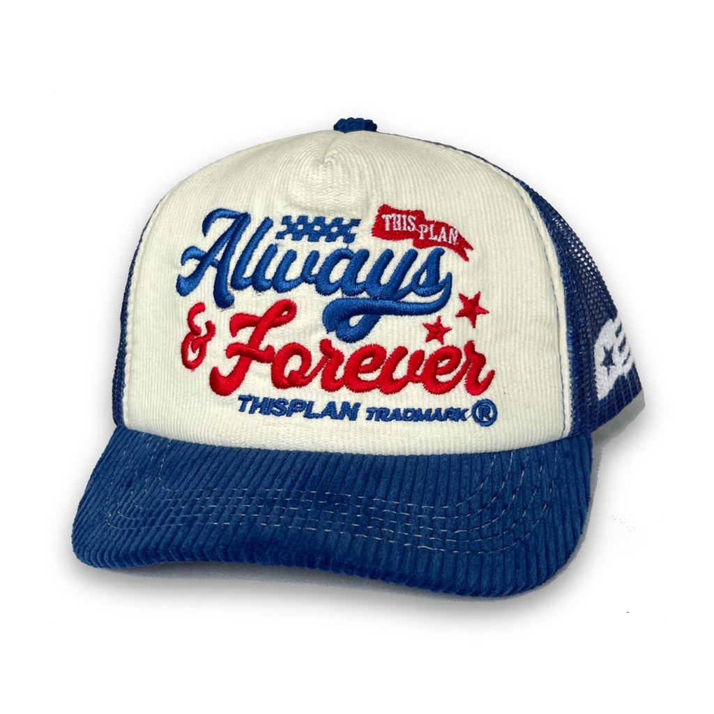 Jual Topi Jaring Corduroy Trucker Hat Always Broken White Blue Thisplan ...