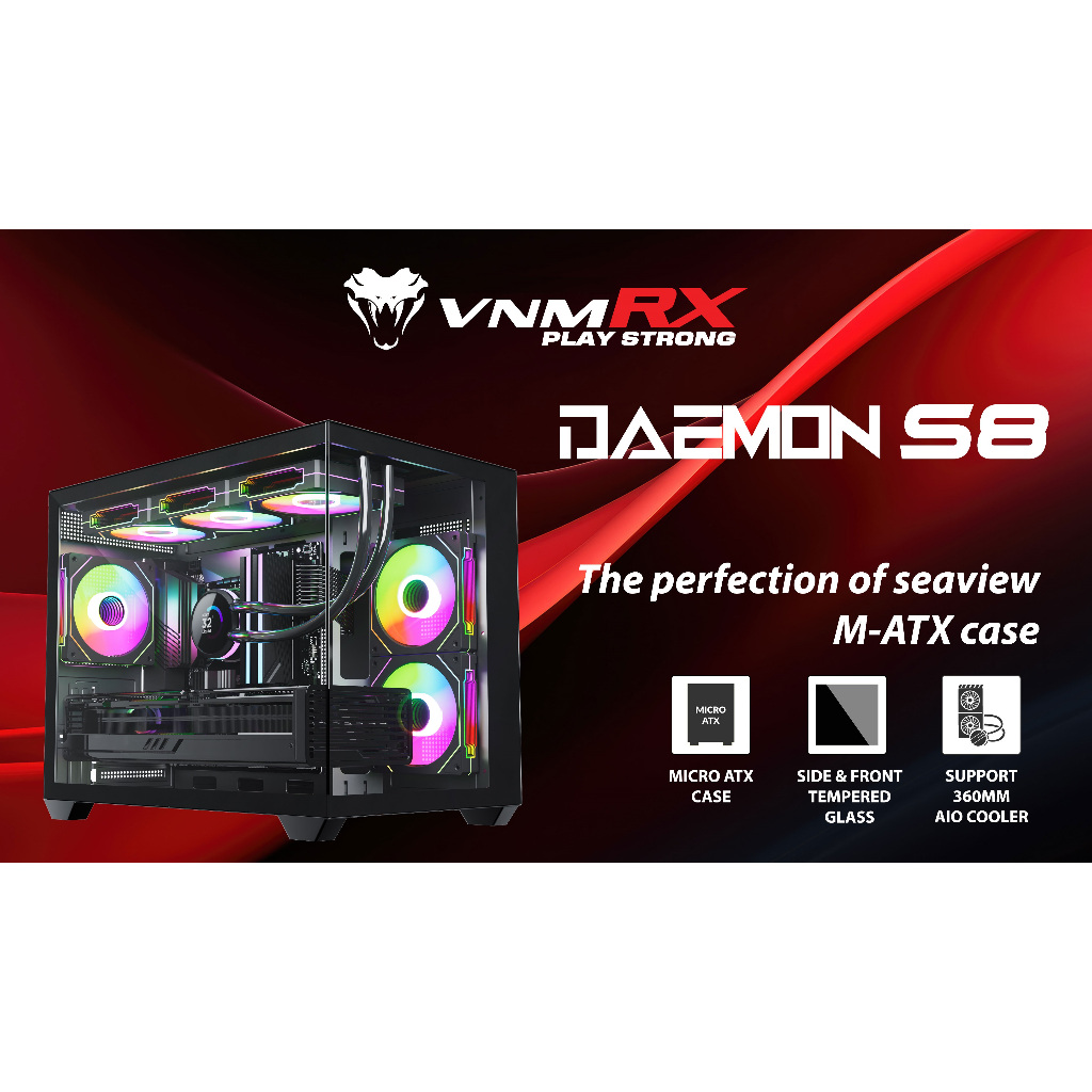 Jual Venom Rx Case Daemon S8 Black M-ATX - Venomrx Tempered Casing ...