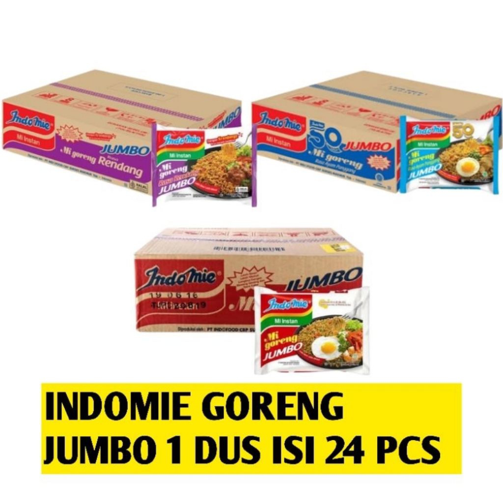 Jual ( 1 dus ) Indomie goreng jumbo/mie goreng jumbo 3 varian isi 24 ...