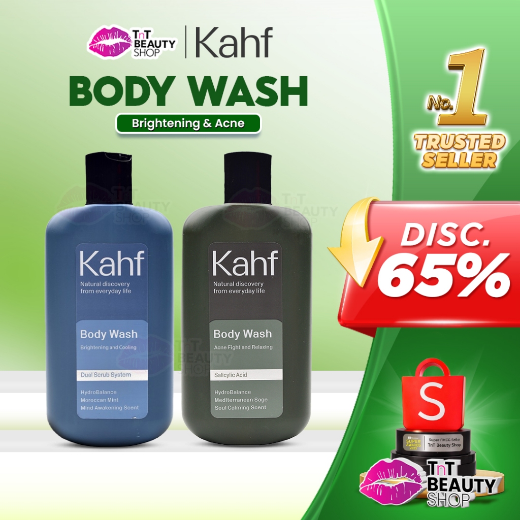 Kahf Brightening and Cooling Body Wash 200ml - Kahf Acne Fight and Relaxing Body Wash 200ml - Sabun Mandi Pria | TnT Beauty Shop