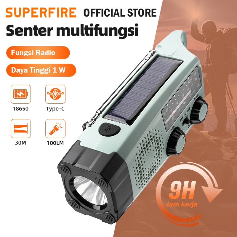 Jual SUPERFIRE YJ03 Senter Darurat Multifungsi Engkol Tangan Solar ...