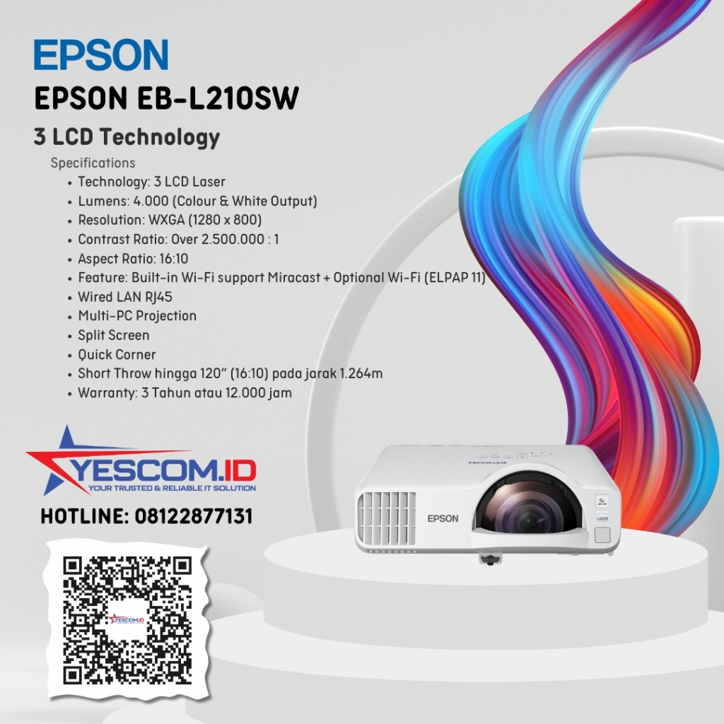 Jual Proyektor EPSON EB-L210SW EBL210SW L210SW WXGA Laser Short Throw ...