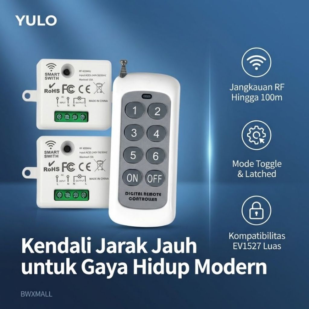 Jual YULO Paket Saklar Remote Control Wireless 4 Channel Relay Switch ...