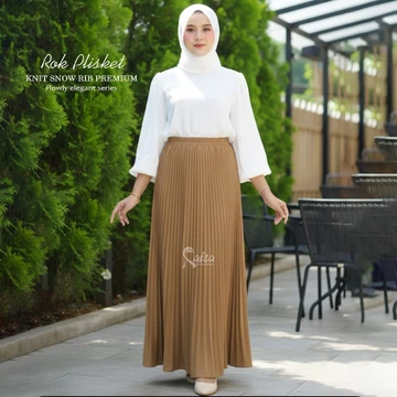 Rok Plisket Mewah Knit Snow Rib Premium Pleated Skirt Rok Korean Style