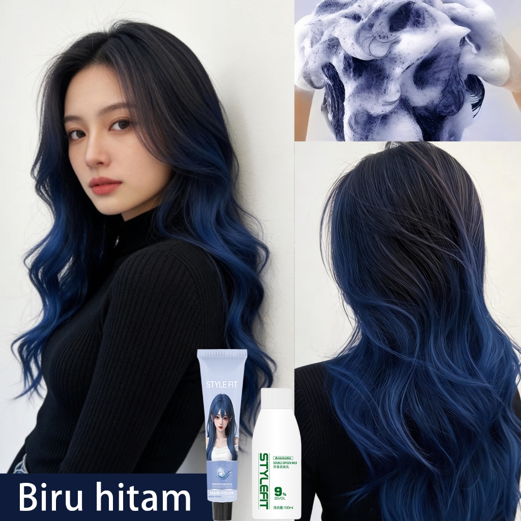 Jual [ Pengiriman cepat ] STYLE FIT hair color Biru hitam200ml, tahan ...