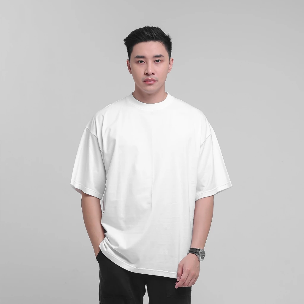 Kaos Oversize Pria Hitam Premium Cotton Combed 20s Tebal foto 3