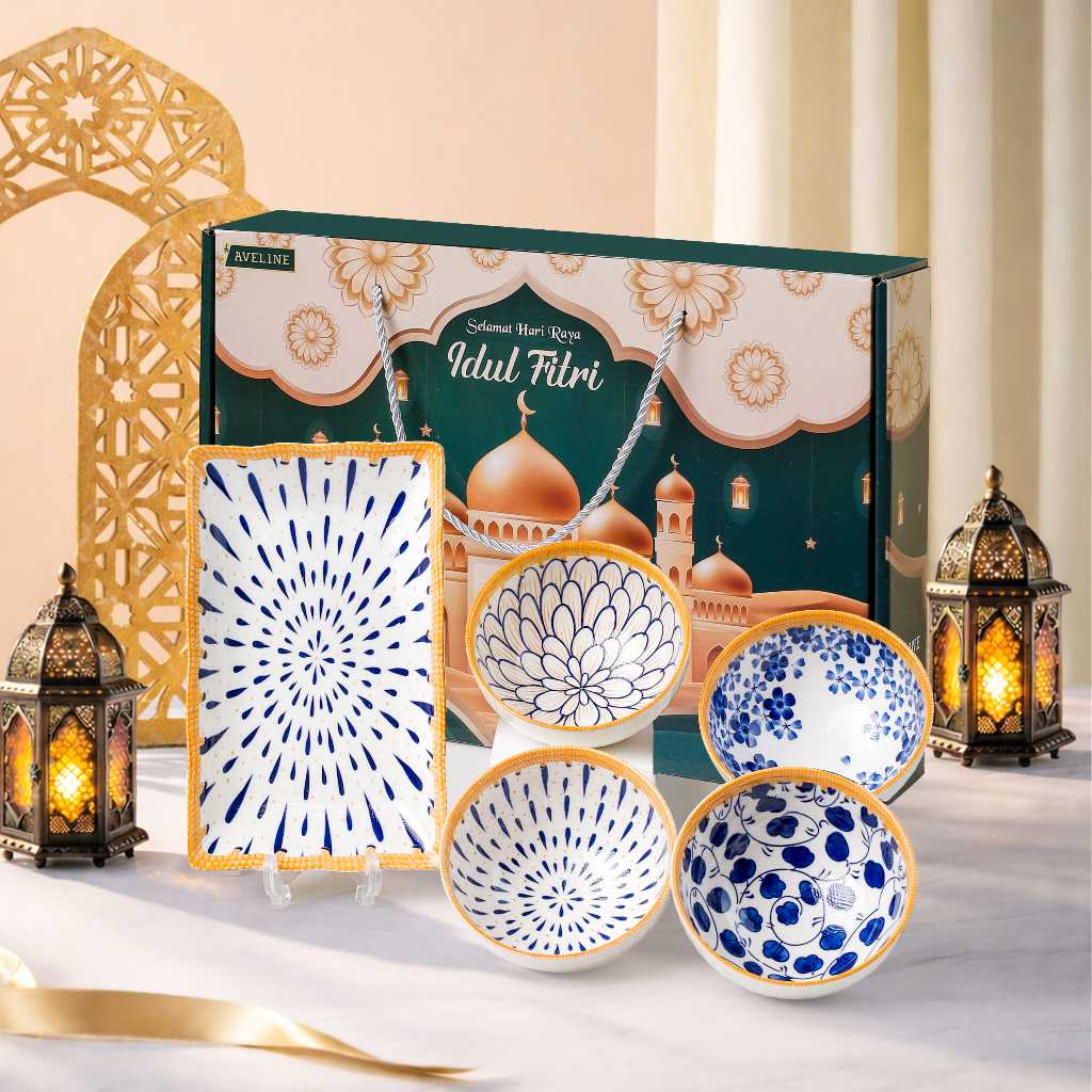 [PARCEL LEBARAN] Ideame Hampers Mangkok Set Keramik Premium Souvenir Mangkuk Motif Eid / Mangkok Lebaran Hari Raya / Hampers Idul Fitri / Parcel Eid/ Hadiah Lebaran