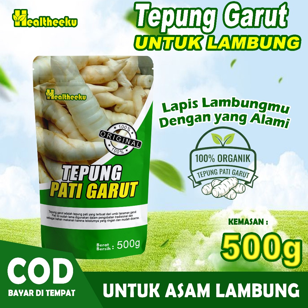 TEPUNG GARUT/PATI GARUT UNTUK ASAM LAMBUNG/ANGKRIK /ARROWROOT 500Gr