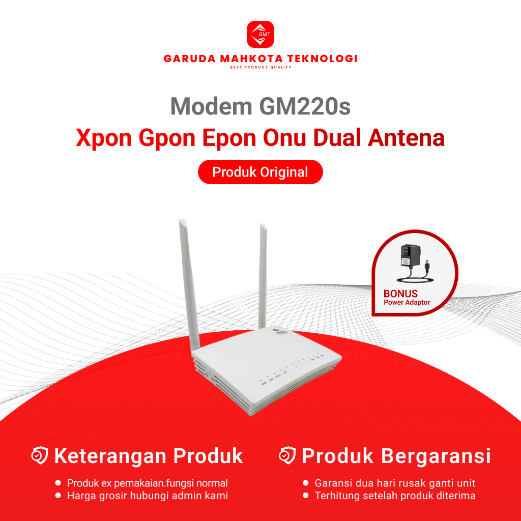 Modem Xpon GM220-S Gpon Epon Onu Dual Antena / Modem Bekas Original Bonus Adaptor