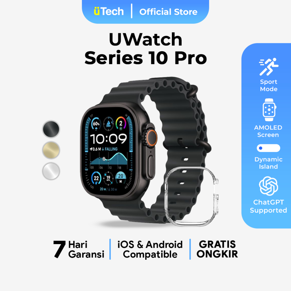 Jual [FREE BUMPER] uWatch PRO Smartwatch S10 Pro 2.1 Amoled Screen 49mm ...