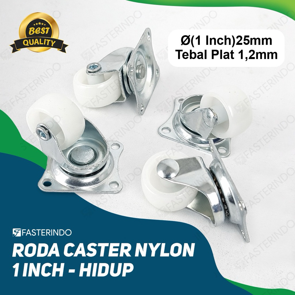 Jual Roda Caster Nylon 1 Inch Hidup / Nylon Caster 1 Inch Hidup / Roda ...