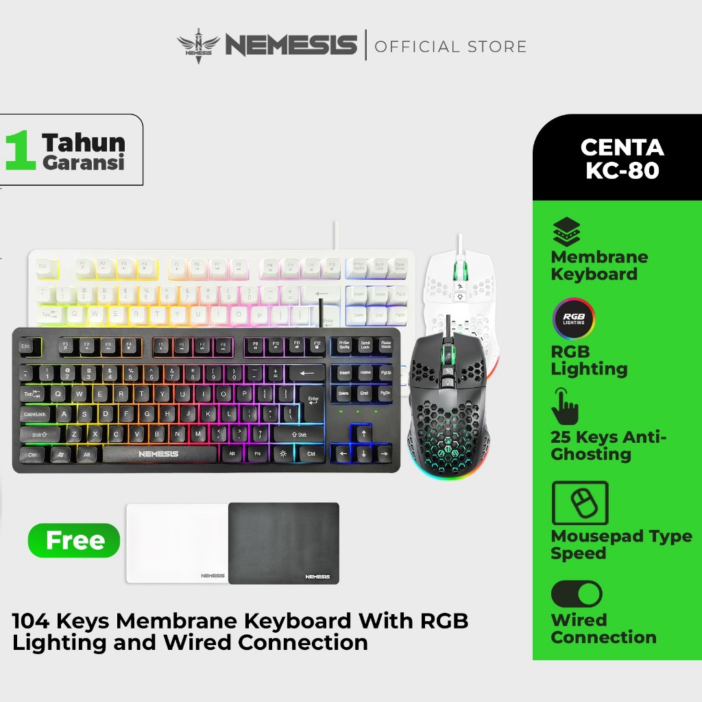 Jual NEMESIS KC80 CENTA Combo Keyboard TKL dan Mouse 3 in 1 | Shopee ...