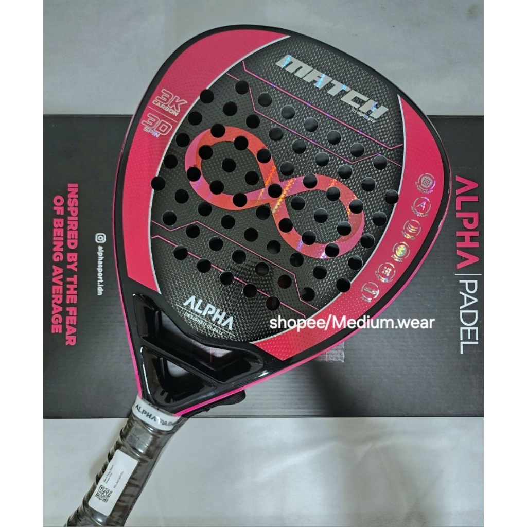 Jual RAKET PADEL ALPHA MATCH 3K CARBON / ALPHA PADEL RACKET CARBON ...