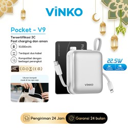 [Tersertifikasi CCC/Aman di pesawat]VINKO V9/V10 Pocket Powerbank 10000mAh 22.5W