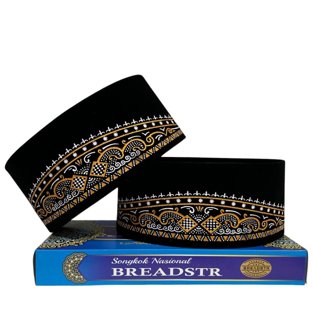 MURAH GILA !!! PECI SONGKOK KOPIAH HITAM MOTIF BATIK GOLD PRIA ANAK - ANAK DAN DEWASA EXCLUSIVE BISA COD