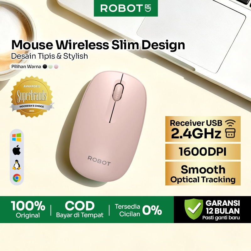 Jual ROBOT Mouse Wireless Optical Mouse Laptop Komputer Tanpa Kabel USB ...