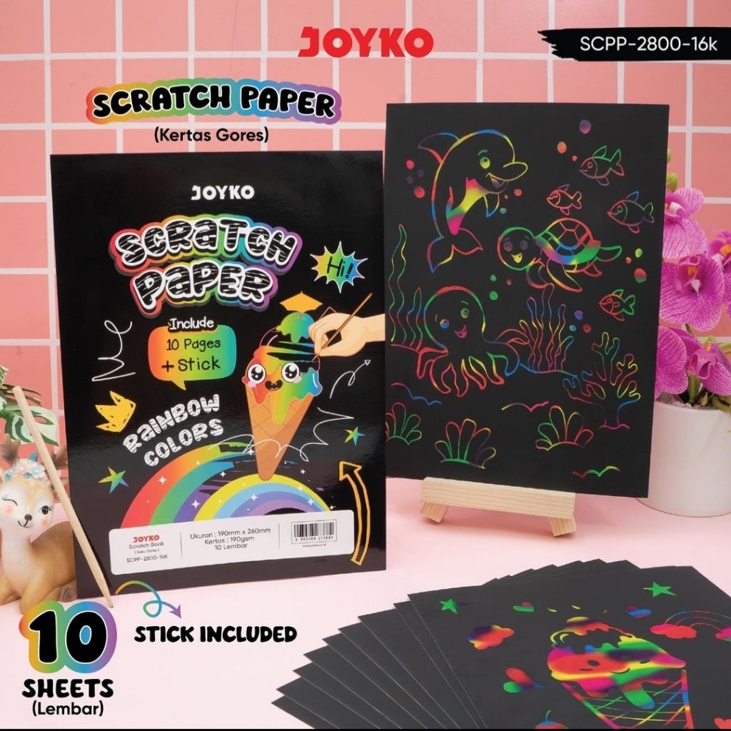 Jual JOYKO SCPP-2800-16K Scratch Paper/Kertas Gores Berwarna/Rainbow ...