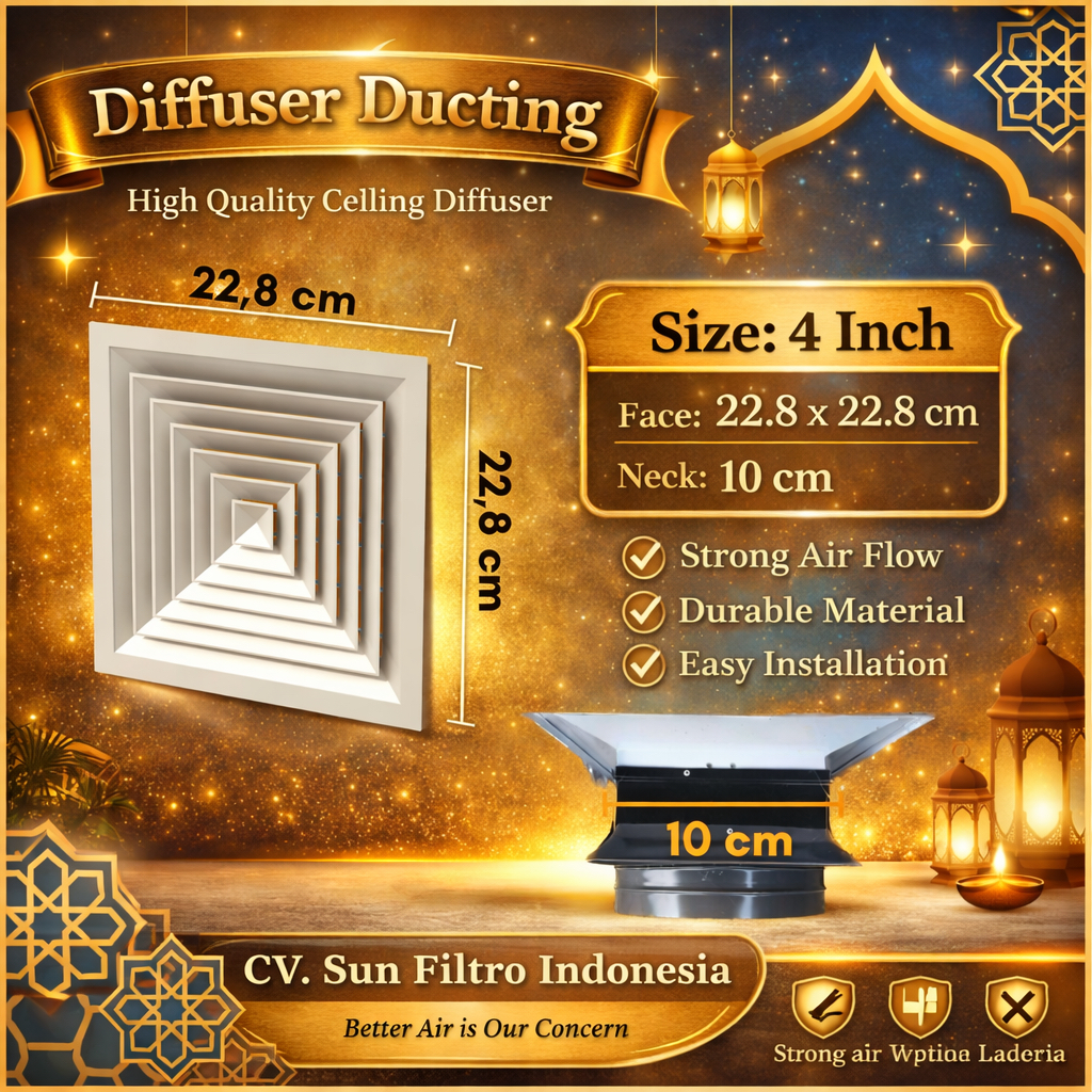 Jual DIFFUSER DUCTING AC 10CM X 10CM (4