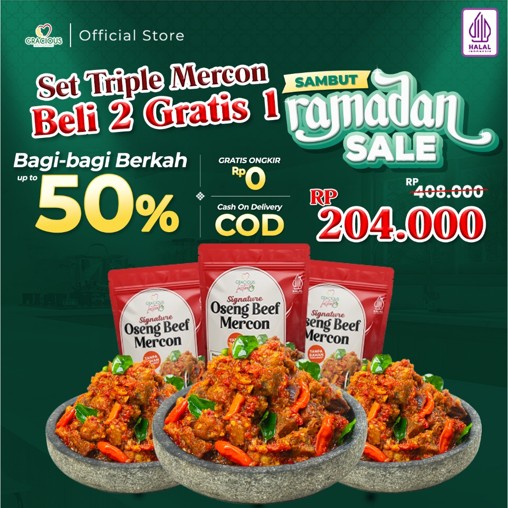 Jual BELI 2 GRATIS 1 - Set Triple Mercon (3 Beef Mercon) | Shopee Indonesia