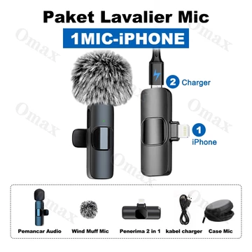 (3 In 1 Pro Mic)Mikrofon Nirkabel Lavalier Mic Portabel Audio Video Pembuatan Rekaman Wireless