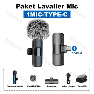 (3 In 1 Pro Mic)Mikrofon Nirkabel Lavalier Mic Portabel Audio Video Pembuatan Rekaman Wireless