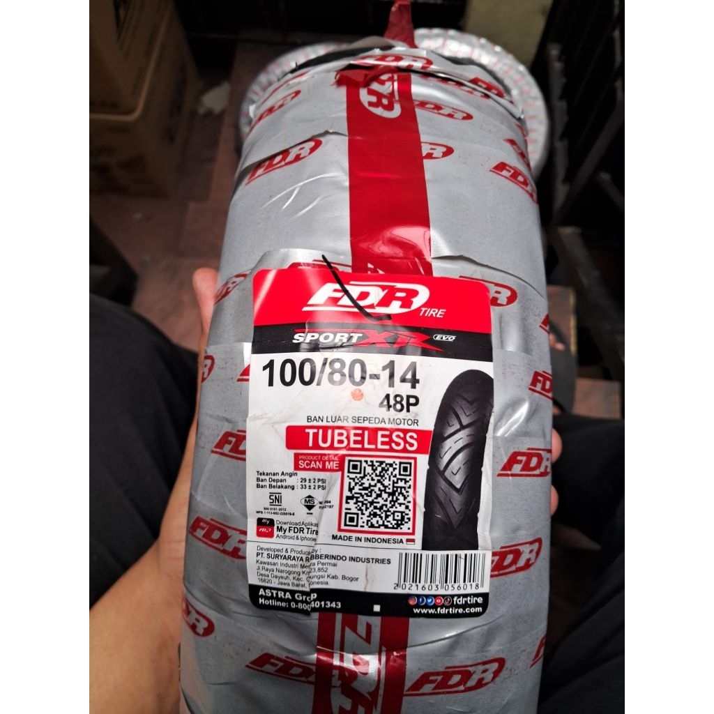 Jual BAN LUAR TUBELESS FDR SPORTXR EVO 100/80-14 RING 14 GENUINE FDR ...