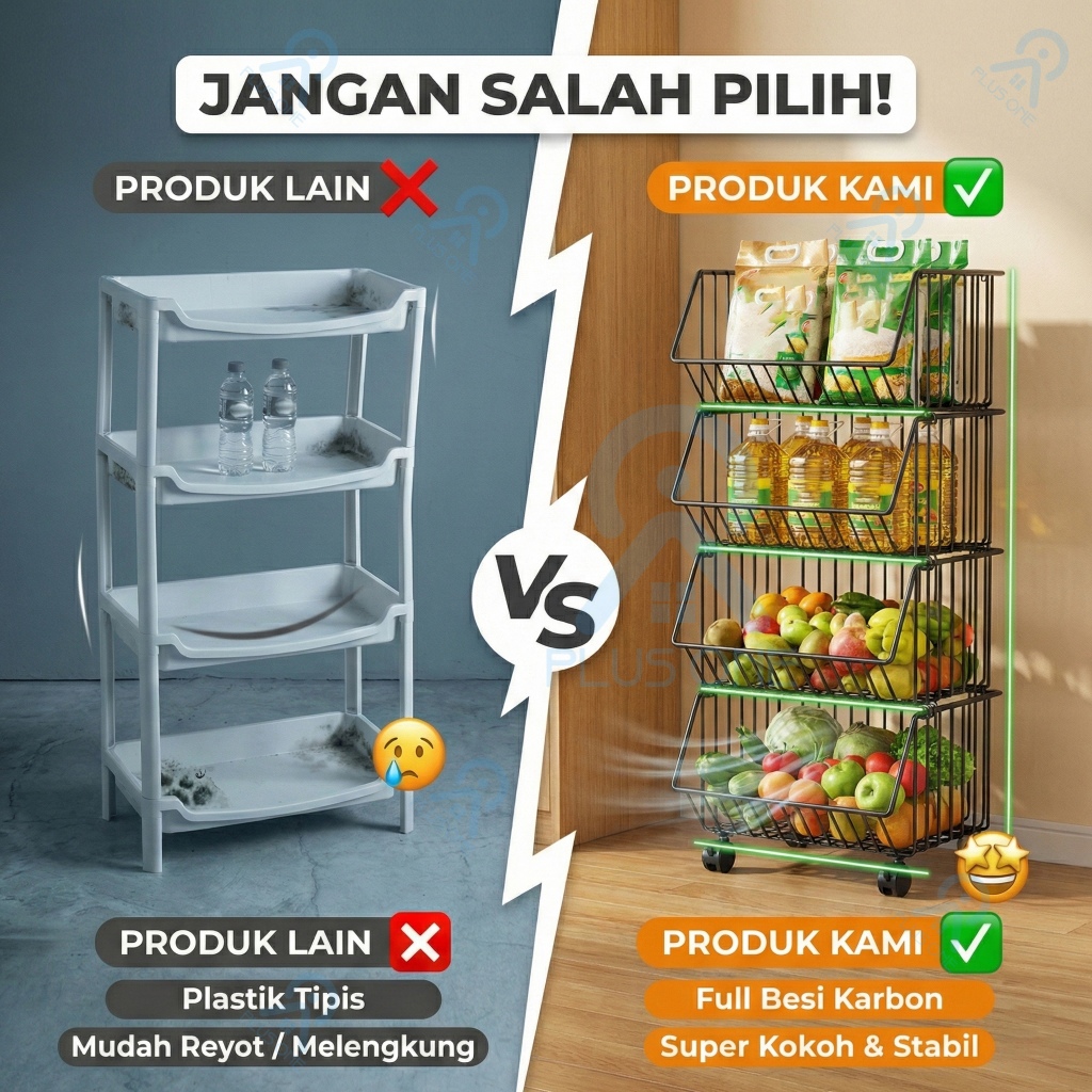 Jual [TANPA RAKIT] Rak Troli 5 Susun Besi Rak Dapur Serbaguna Tempat ...