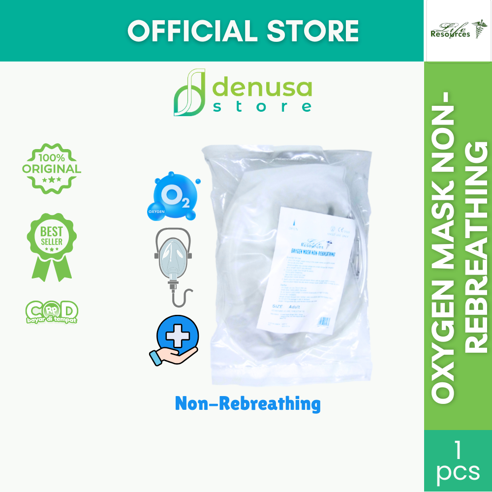 Jual Life Resources Oksigen Mask NRM Dewasa | Masker NonRebreathing ...