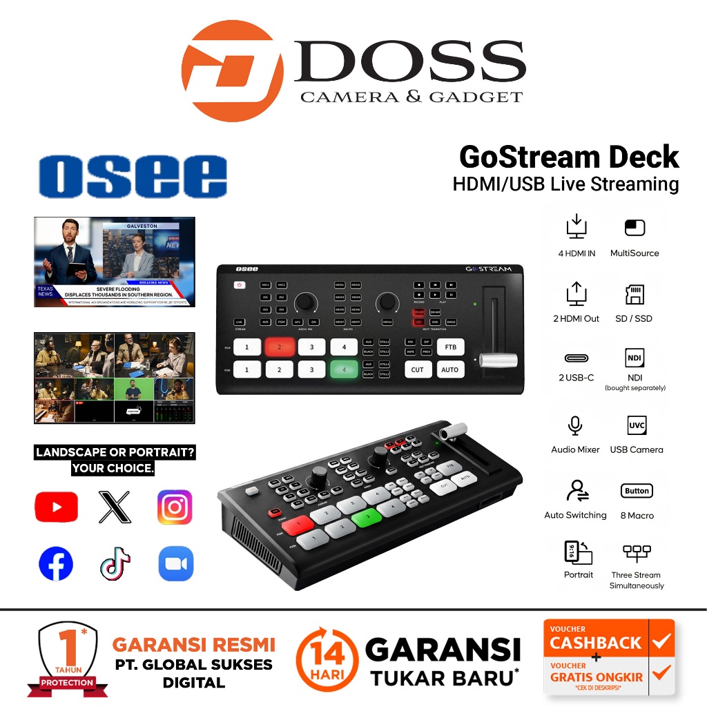 Jual OSEE GoStream Deck HDMI/USB Live Streaming Video Switcher | Shopee ...