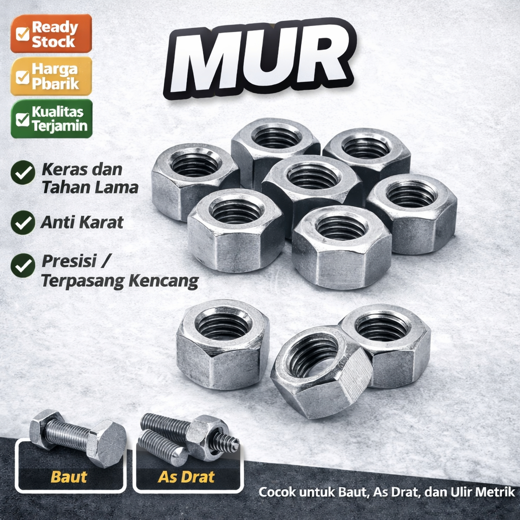 Jual Mur putih galvanis M8 M10 M12 M16 | Shopee Indonesia