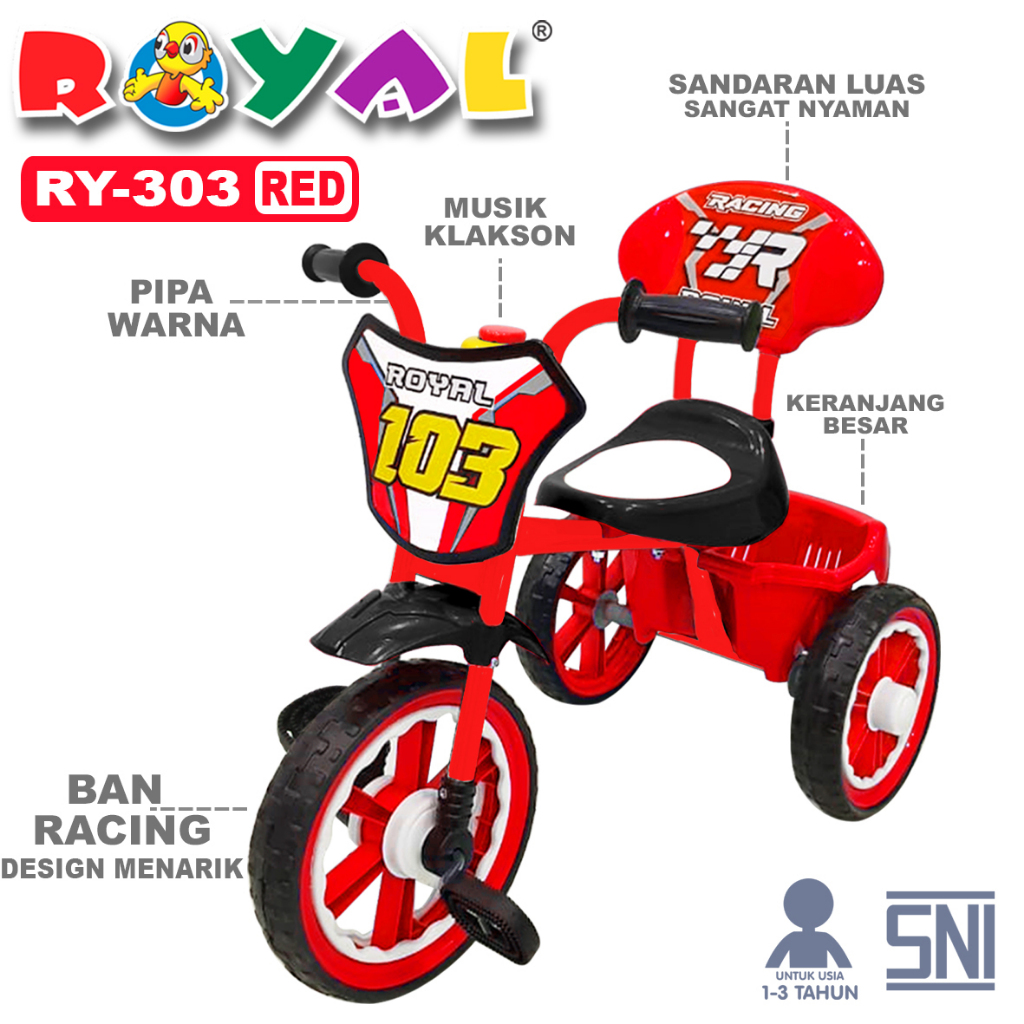 Jual SEPEDA RODA TIGA ANAK ROYAL 3IN1 RY 303 TRICYCLE RACING ANAK ...