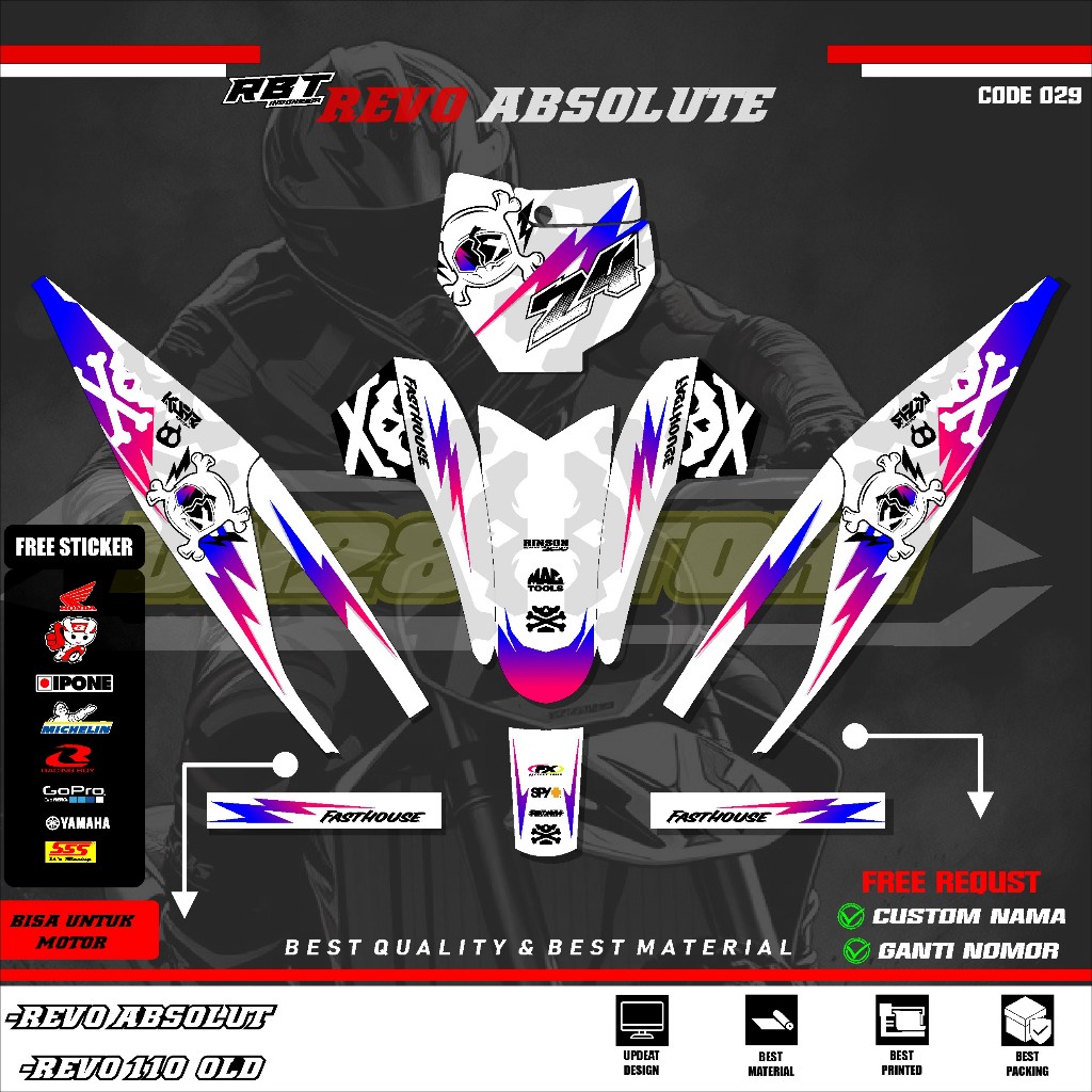 Jual (COD) Sticker Variasi RBT/GTX REVO 110,ABSOLUTE 029 Decal Striping ...