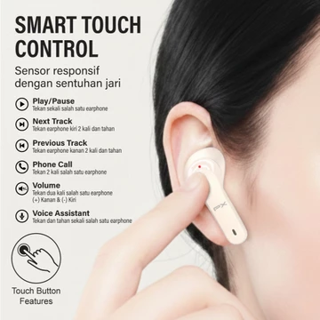 Headset TWS Earphone Bluetooth 6.0 Headphone Earbuds True Wireless PX Q60i Beige