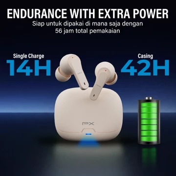Headset TWS Earphone Bluetooth 6.0 Headphone Earbuds True Wireless PX Q60i Beige