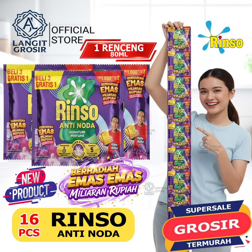Jual [ 1 RENCENG 16sct ] RINSO CAIR Anti Noda 80ml NEW MILYARAN PROGRAM ...