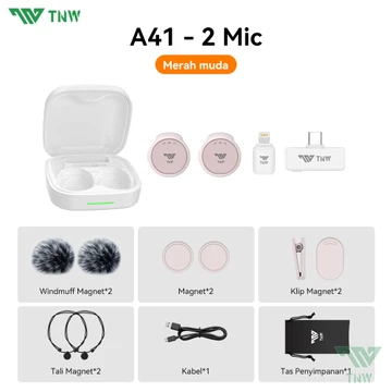 TNW A41 2 In 1 Wireless Microphone Dual Magnetic Mikrofon AI Noise Reduction Mic Profesional