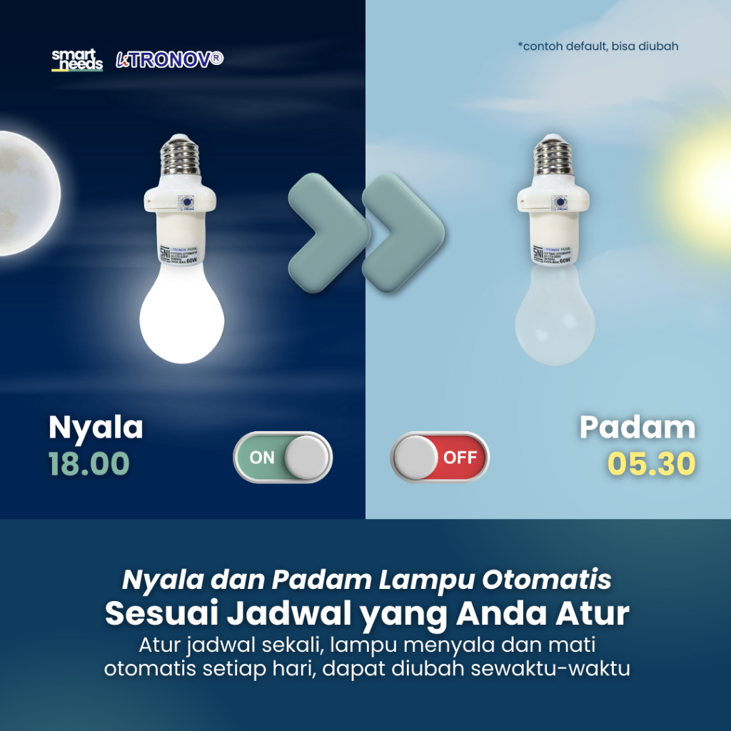 Jual Fitting Lampu Otomatis Timer Bluetooth FA224L FA424B E27 Litronov ...