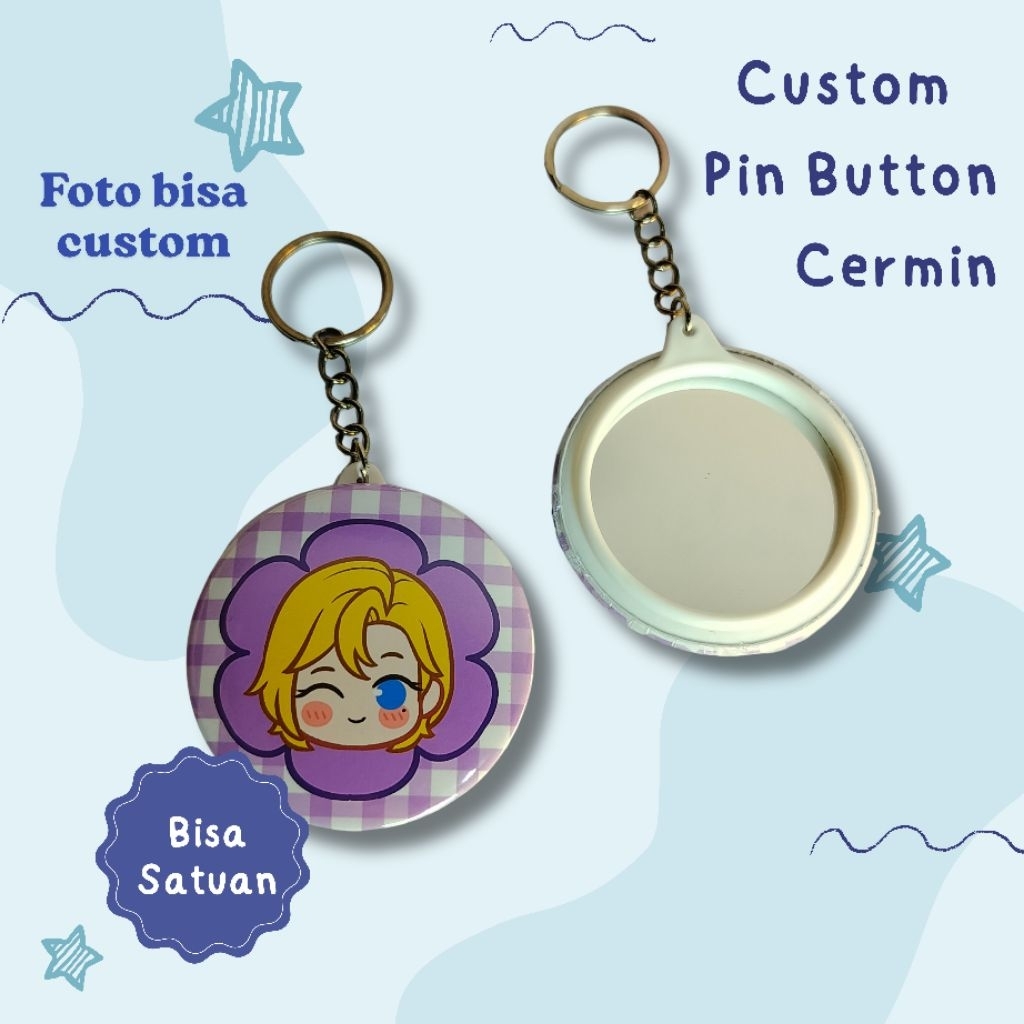 Jual Pin Button Cermin Custom bisa satuan tanpa minimal order, custom ...