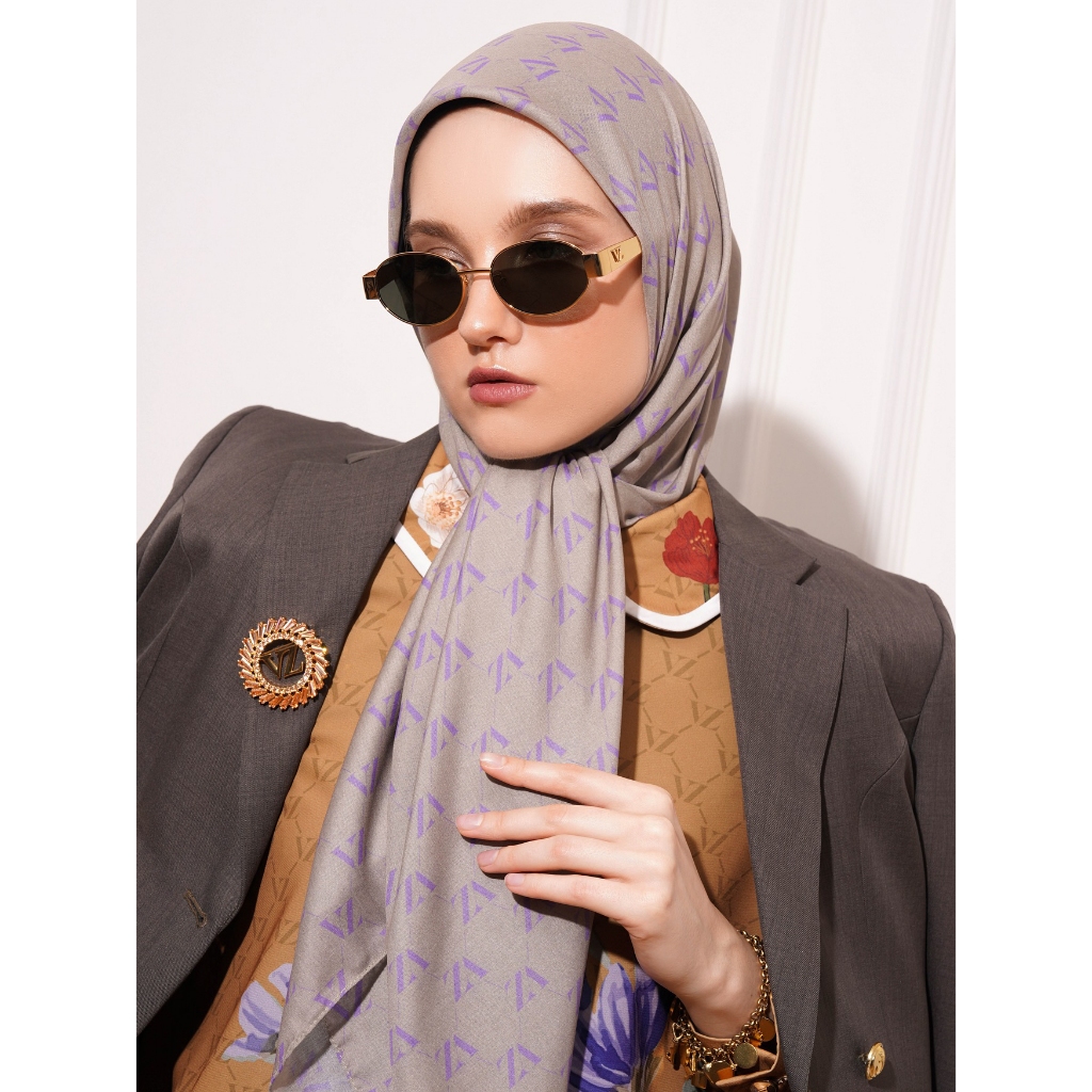 Vivizubedi Monogram Voal Scarf 120x120 Cm