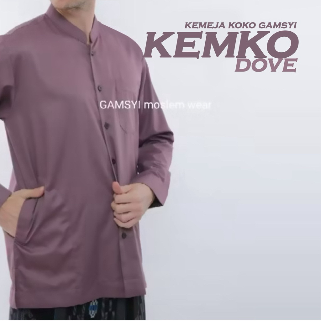 NEW KEMEJA KOKO POLOS PRIA GAMSYI LENGAN PANJANG KANCING KECIL