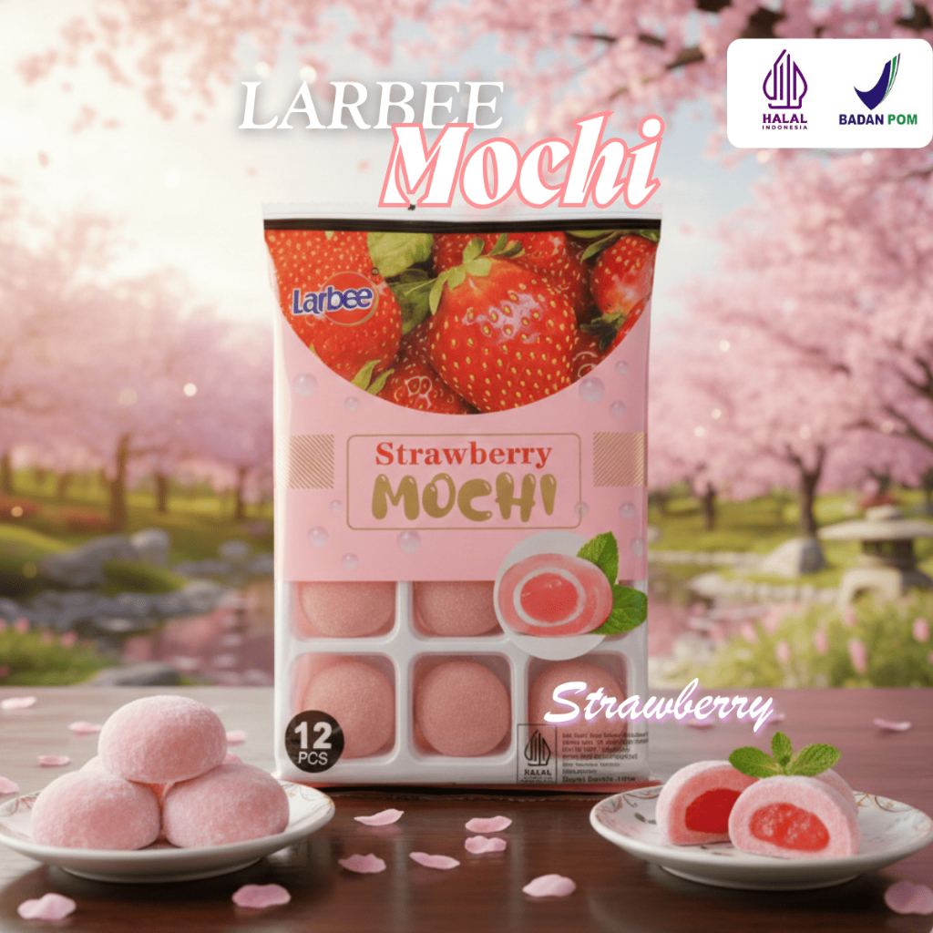 Jual Larbee Mochi Strawberry 180gr Isi 12 Pcs Snack Kenyal Lembut Halal ...