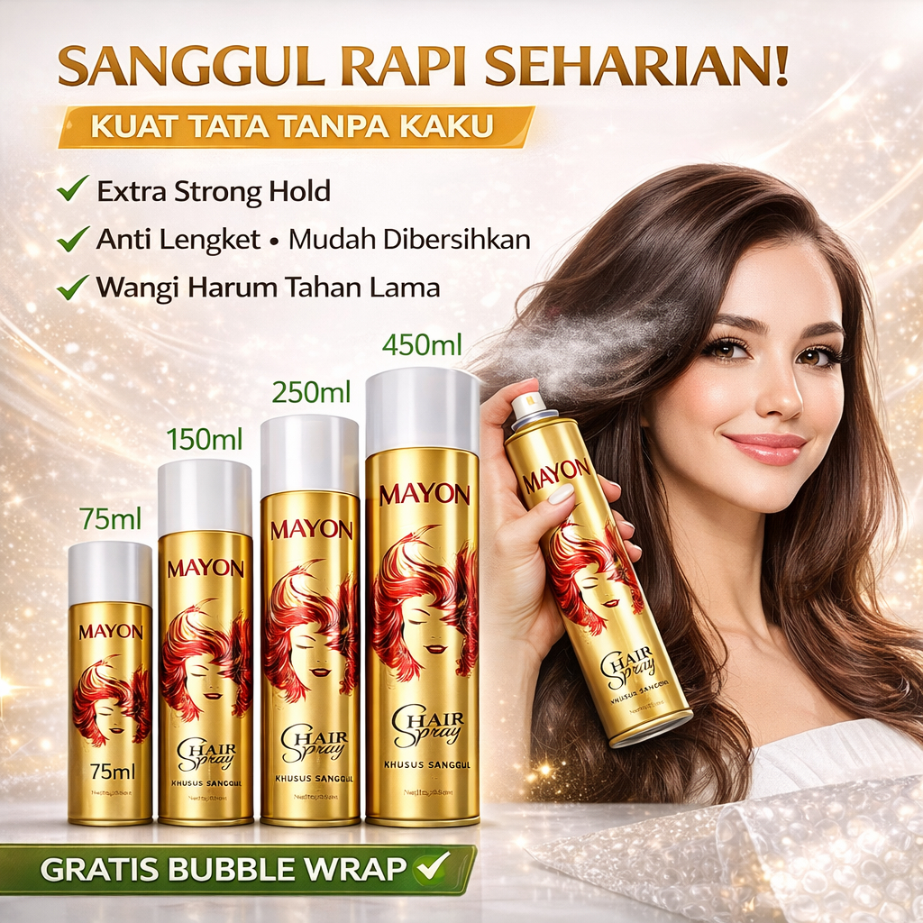 Jual MAYON Hair Spray Rambut Sanggul Salon Tahan Lama | Shopee Indonesia