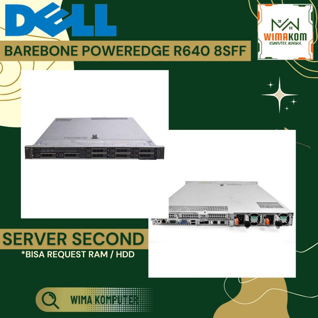 Jual Dell PowerEdge R640 1U Rackmount Barebone Server 8x 2.5