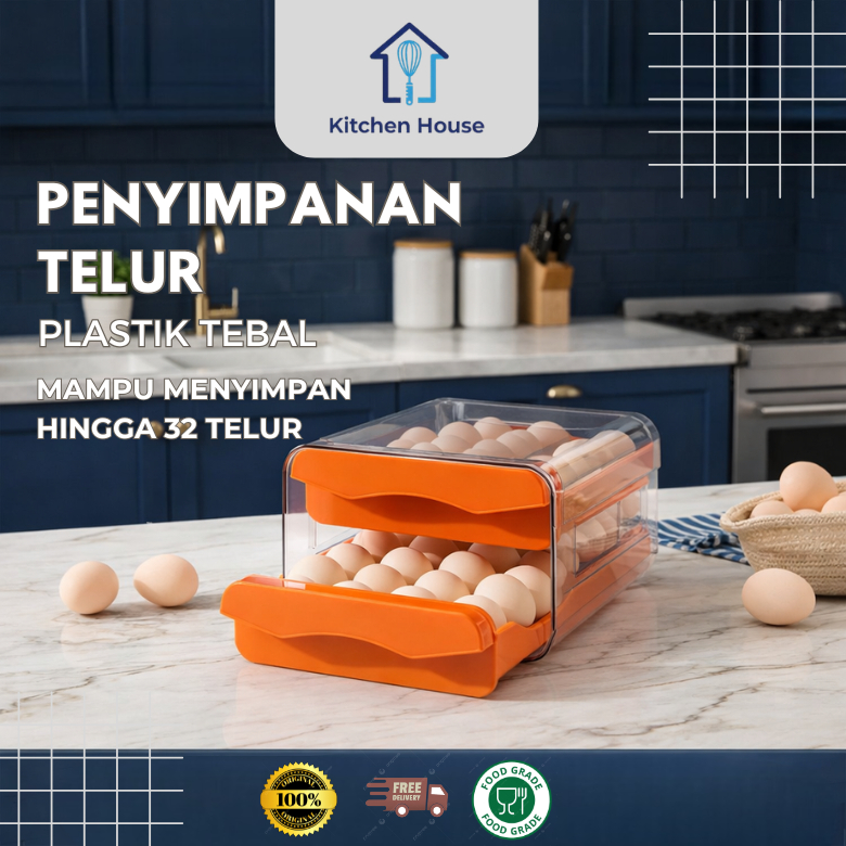 Jual Wadah Telur 2 Tingkat Rak Telur Kulkas Sliding Egg Storage Box ...