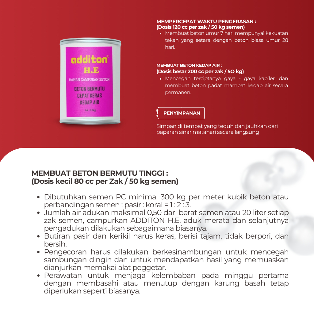 Jual ADDITON HE 1 Kg – Bahan Campuran Beton / Additive Beton untuk ...