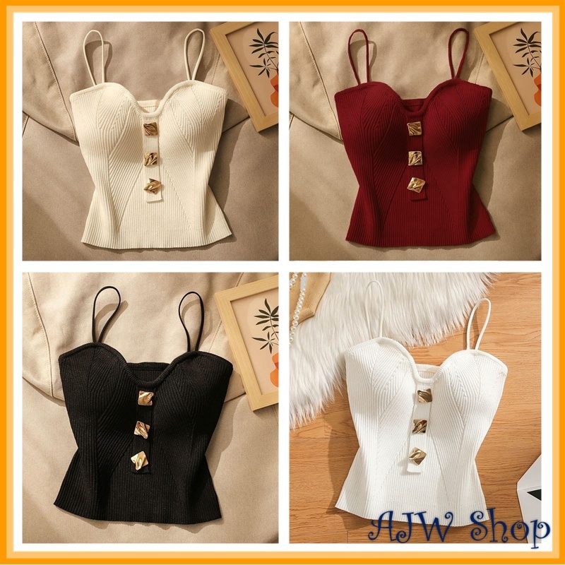 Jual AJW Tank Top Korea Knit Kancing 3 Import Premium QAB | Tank Top ...