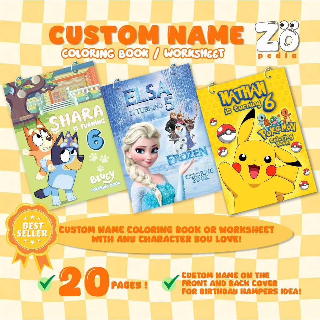 Jual CUSTOM NAME Coloring Book and Worksheet | CUSTOM NAMA Buku ...
