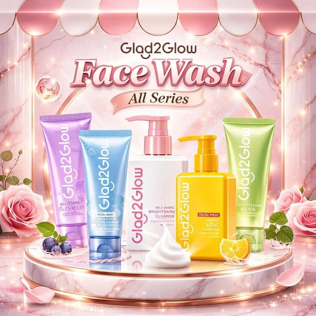 GLAD2GLOW FACIAL WASH BLUEBERRY MILK AMINO CENTELLA CERAMIDE LOW PH GEL Glad 2 Glow G2G
