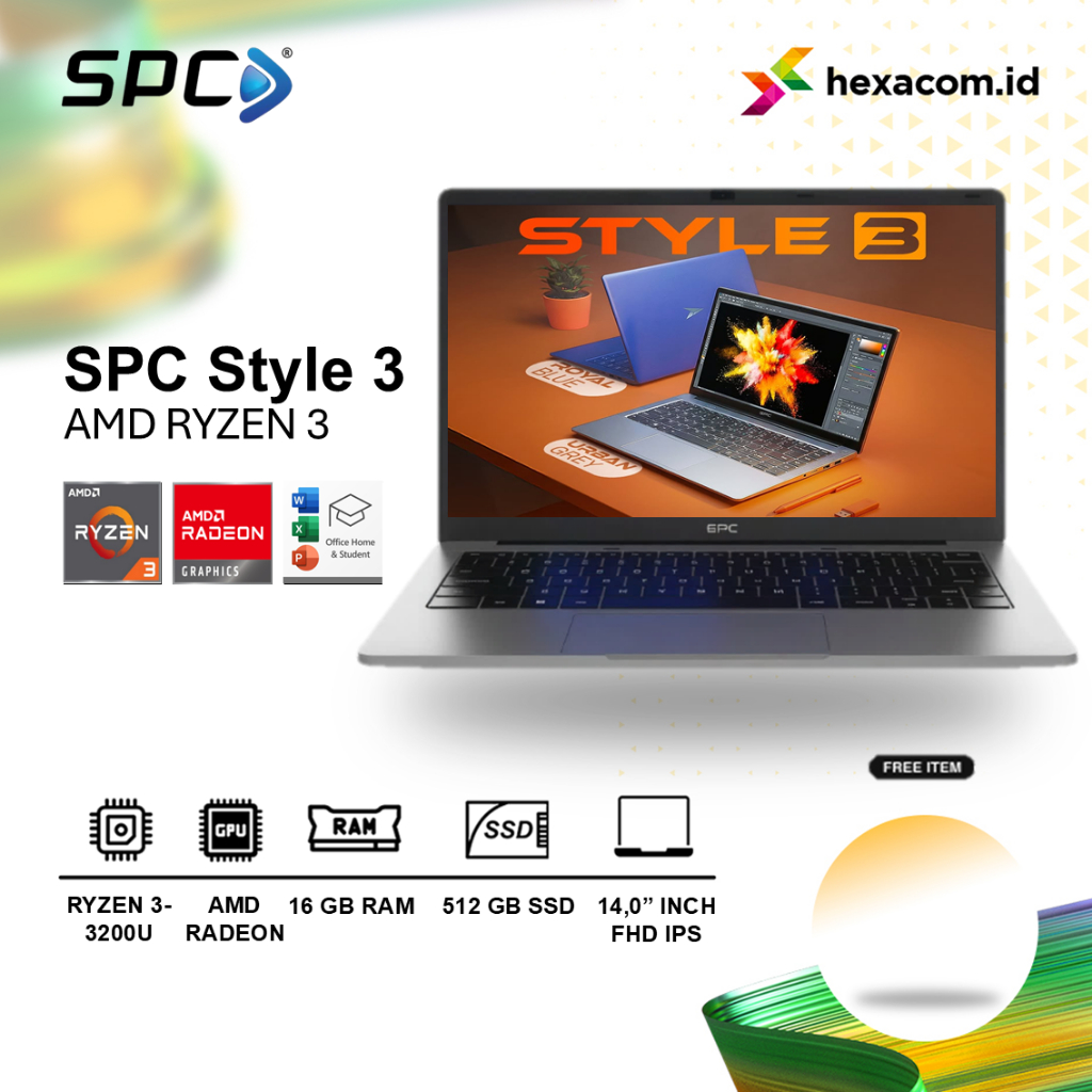 Jual Laptop SPC Style 3 Ryzen 3 3200U 16GB 512GB 14.0 FHD IPS Windows ...